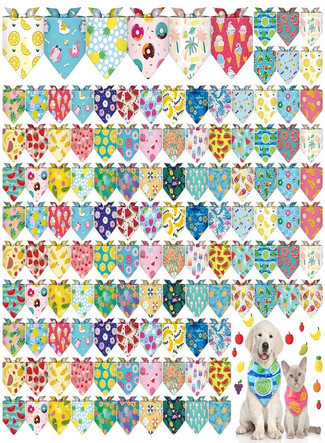Bulyoou 120 Packs Dog Bandanas Bulk Summer Pet Bandanas for Dogs Hawaiian Pet Scarf Bibs Adjustable Washable Kerchief for Large Medieum Small Pet Costume Accessories(Summer Style) - Image 1